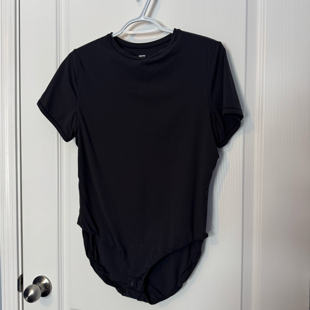 SKIMS Black Short Sleeve Bodysuit